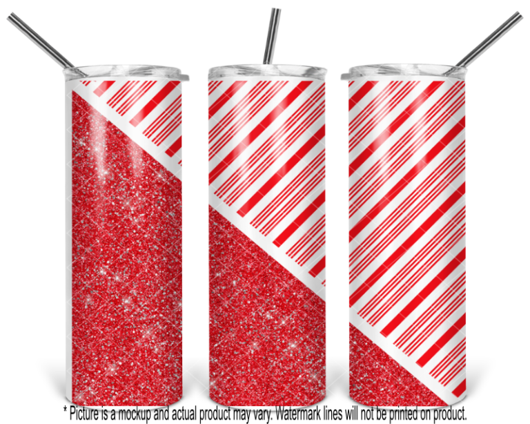 Christmas Glitter and Candy Can Stripes