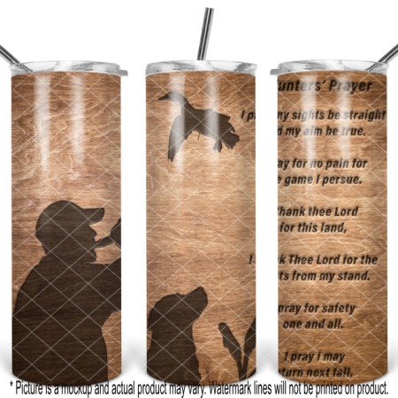 Duck Hunter and Dog with Hunters' Prayer Woodgrain