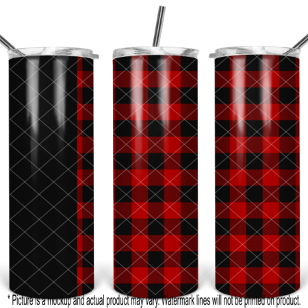Red and Black Buffalo Plaid with Black Stripe