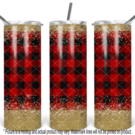 Red and Black Buffalo Plaid with Gold Glitter