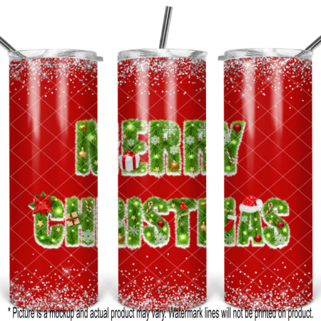 Merry Christmas with Glitter - Red