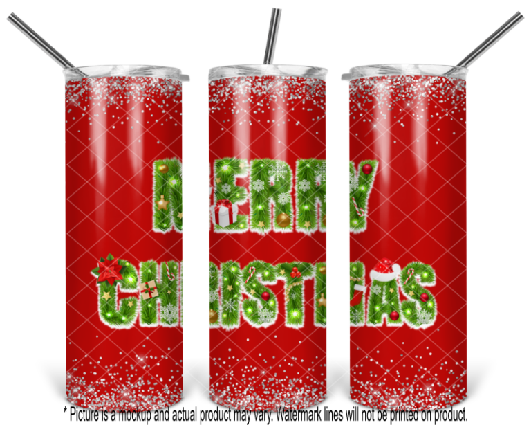 Merry Christmas with Glitter - Red