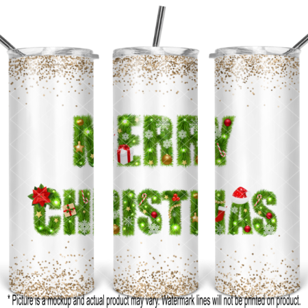 Merry Christmas with Gold Glitter - White