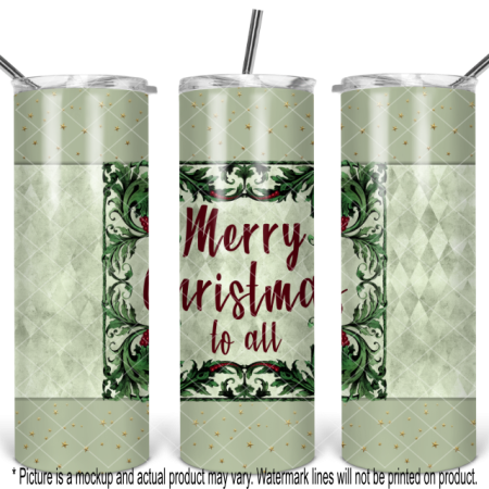 Merry Christmas Green with Gold Stars