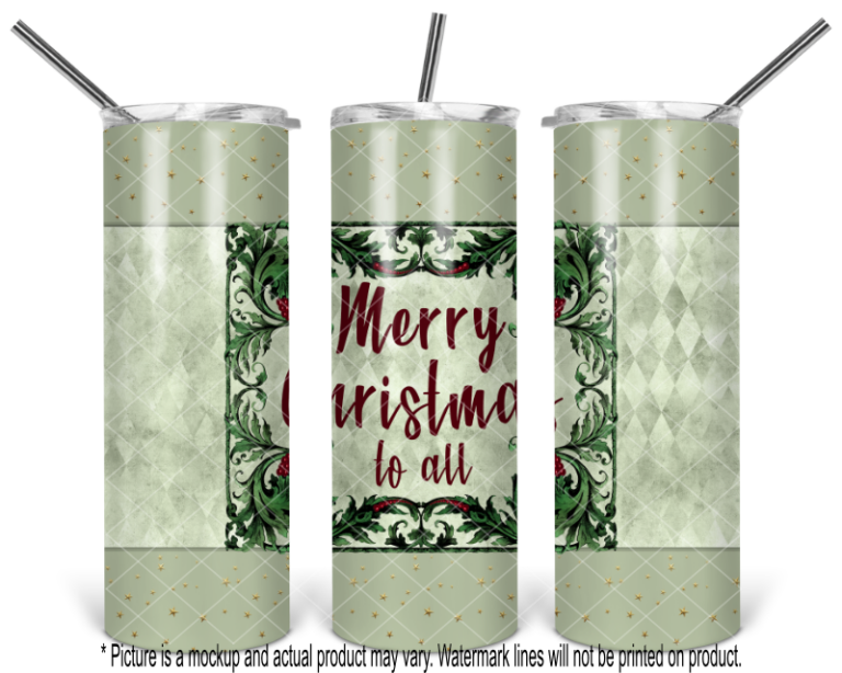 Merry Christmas Green with Gold Stars