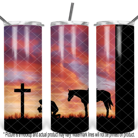 Kneeling at the Cross Cowboy Sunset with Black Stripe