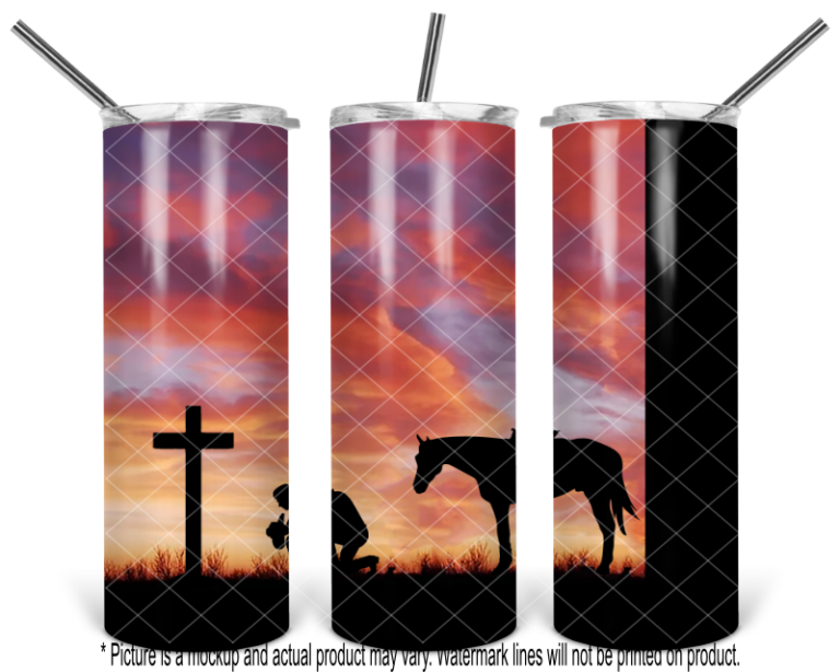 Kneeling at the Cross Cowboy Sunset with Black Stripe