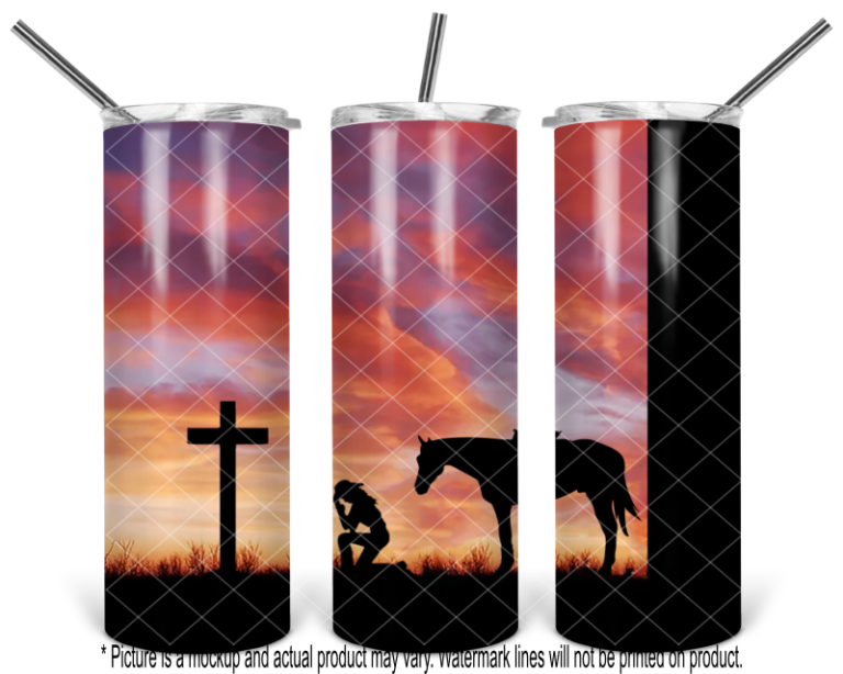 Kneeling at the Cross Cowboy Sunset with Black Stripe - Image 2
