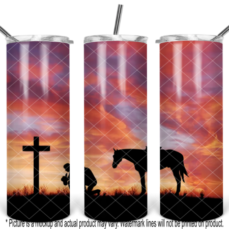 Kneeling at the Cross Cowboy Sunset
