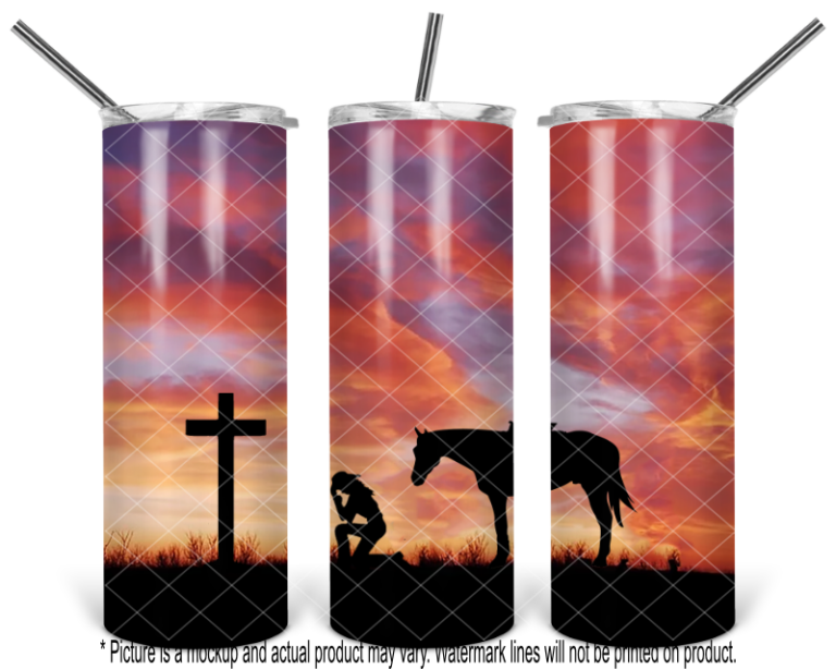 Kneeling at the Cross Cowboy Sunset - Image 2