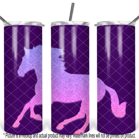 Running Horse Pink and Purple Glitter Gradient on Purple