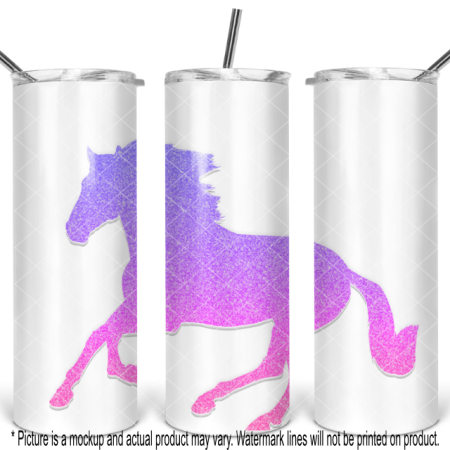 Running Horse Pink and Purple Glitter Gradient with White