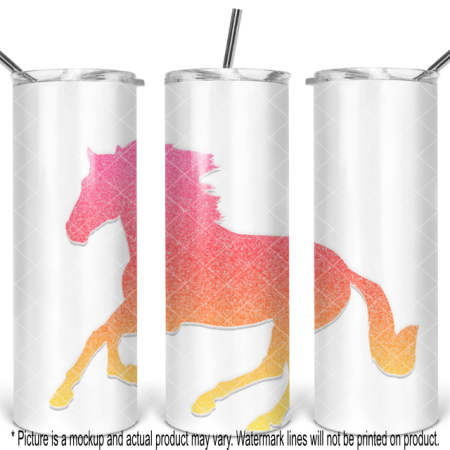 Running Horse Sunset 2 Glitter Gradient on White