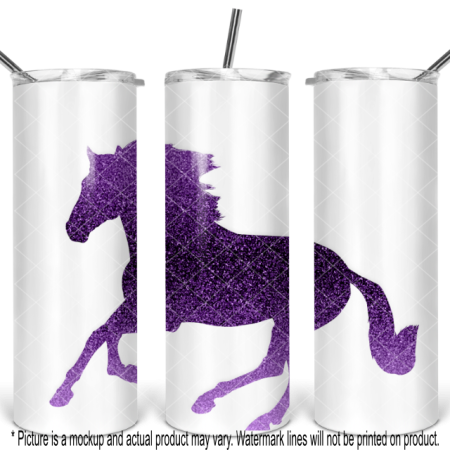 Running Horse Purple Glitter Gradient on White