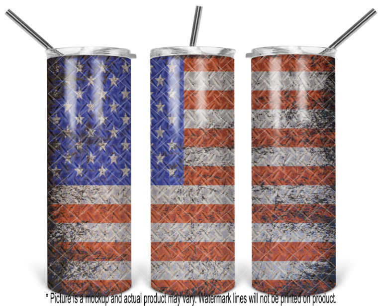 Patriotic American Flag Grunge Diamond Plate