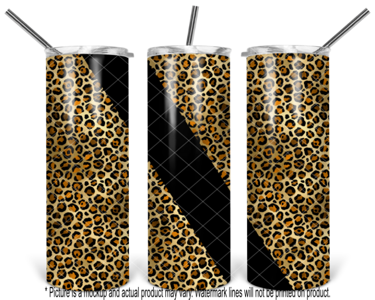 Gold Metallic Cheetah Print with Black Stripe
