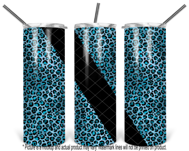 Teal Metallic Cheetah Print with Stripe
