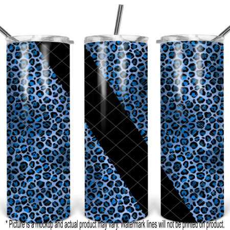 Blue Metallic Cheetah Print with Stripe