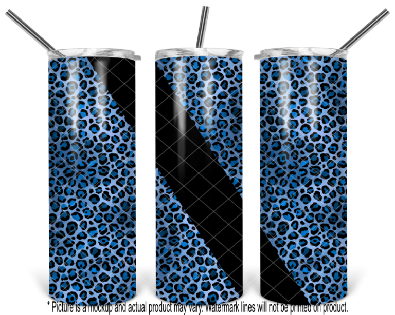 Blue Metallic Cheetah Print with Stripe