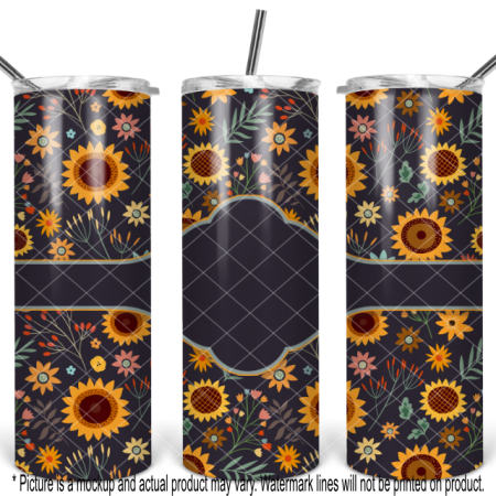 Sunflower Print with Monogram Area