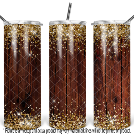 Rustic Medium Brown Wood with Gold Glitter
