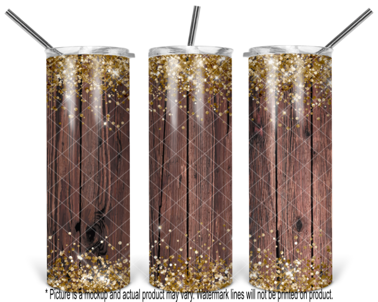 Rustic Light Wood with Gold Glitter