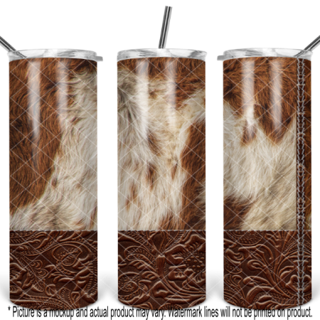 Brown Tooled Leather and Cowhide