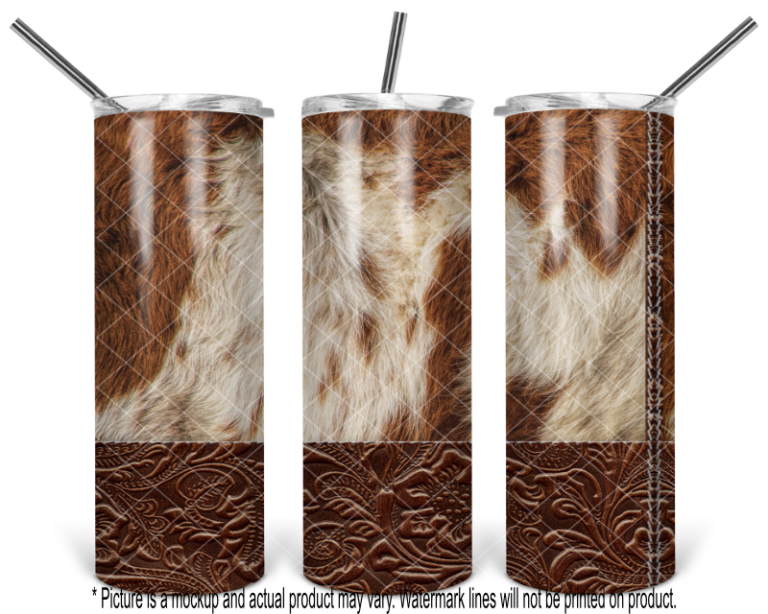 Brown Tooled Leather and Cowhide