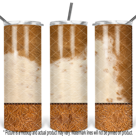 Tan and Cream Cowhide and Tooled Leather Full Wrap