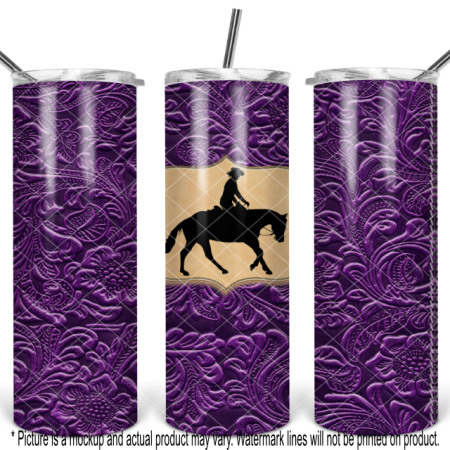 Purple Tooled Leather with Western Horse and Rider