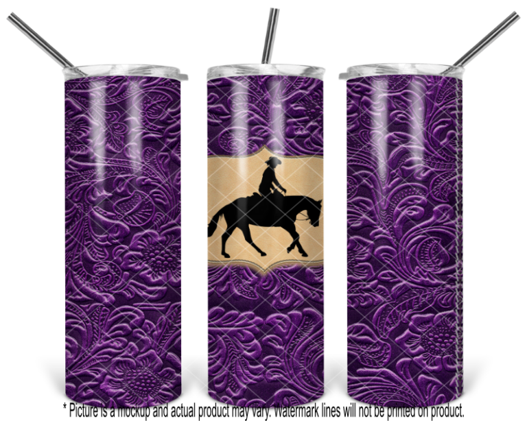 Purple Tooled Leather with Western Horse and Rider