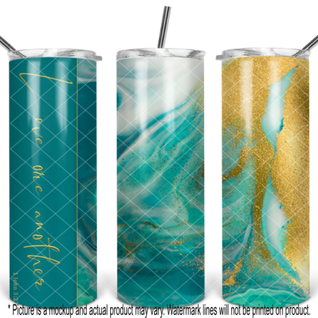Love One Another - Green and Gold Swirl with Glitter