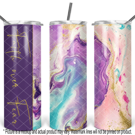 Faith Over Fear - Mermaid Marble with Glitter Swirl