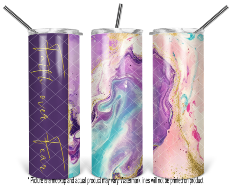 Faith Over Fear - Mermaid Marble with Glitter Swirl