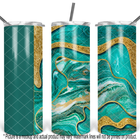 Green Envy Marble with Glitter Swirl - Blank