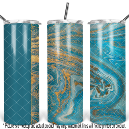 Deep Ocean Marble with Glitter Swirl - Blank