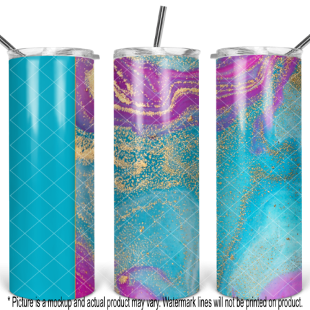 Aqua Flow Marble with Glitter Swirl - Blank