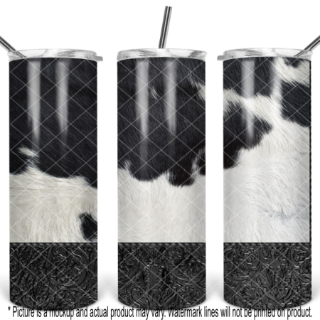 Black and White Tooled Leather and Cowhide