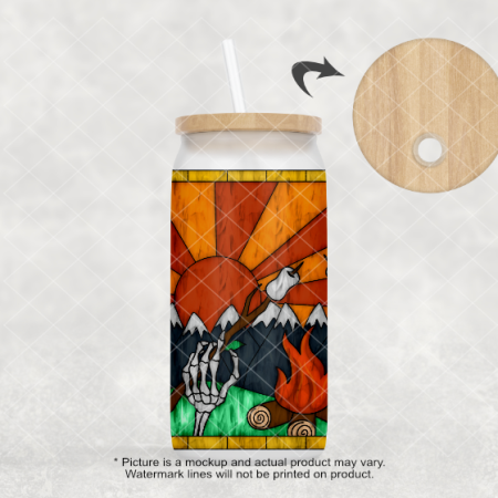Campfire Skeleton-Stained Glass look - Frosted Glass