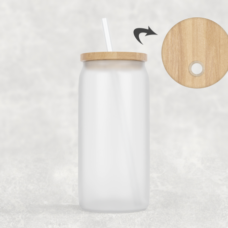 Custom Frosted Glass Tumbler with Bamboo Lid