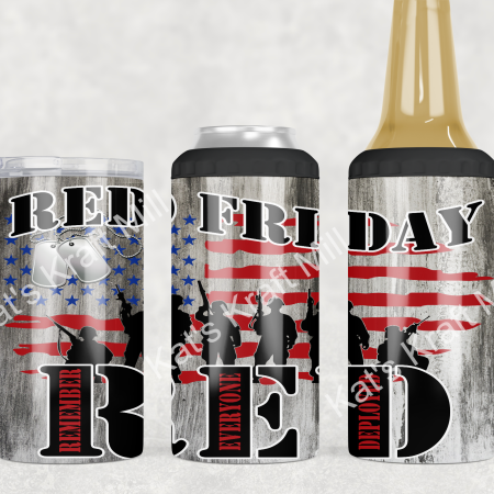 RED Remember Everyone Deployed - 4 in 1 Can Cooler / Tumbler