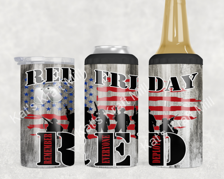 RED Remember Everyone Deployed - 4 in 1 Can Cooler / Tumbler